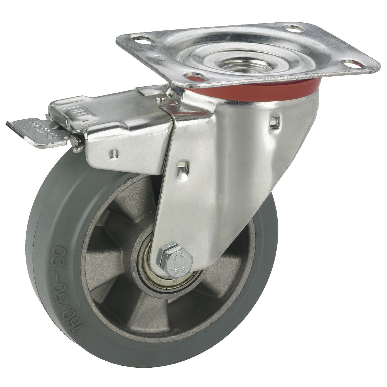 Dörner + Helmer Lenkrolle Elastik Alufelge 125 mm 180 kg Feststeller