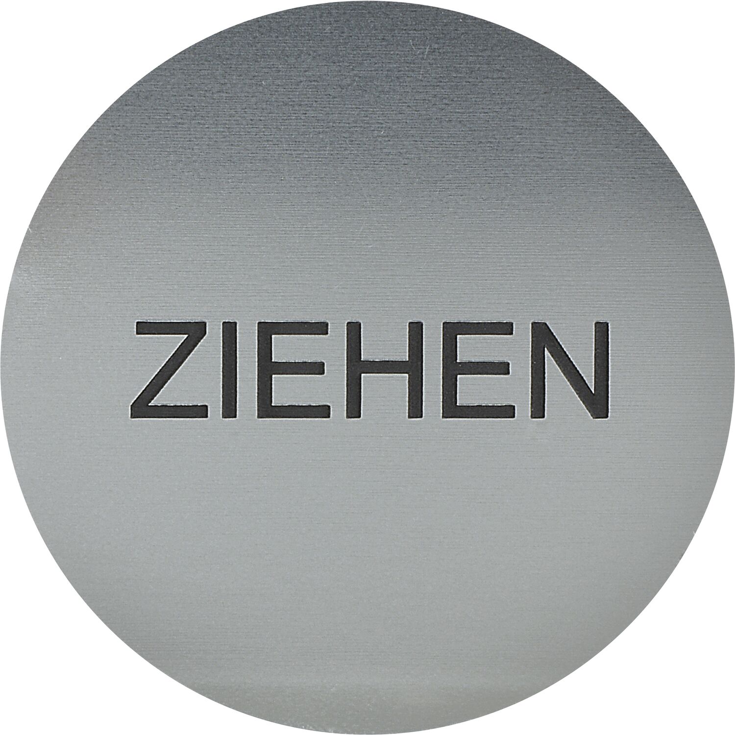 ninka Hinweisschild ZIEHEN, Durchmesser 60 mm, Kunststoff Edelstahl-Effekt