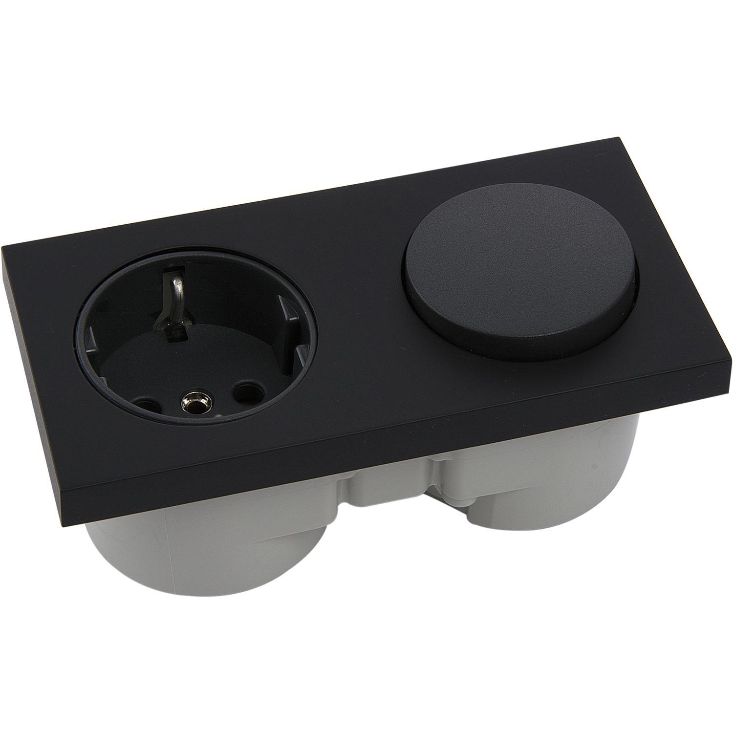 Berker Integro Pure Schalter schwarz matt + Steckdose schwarz