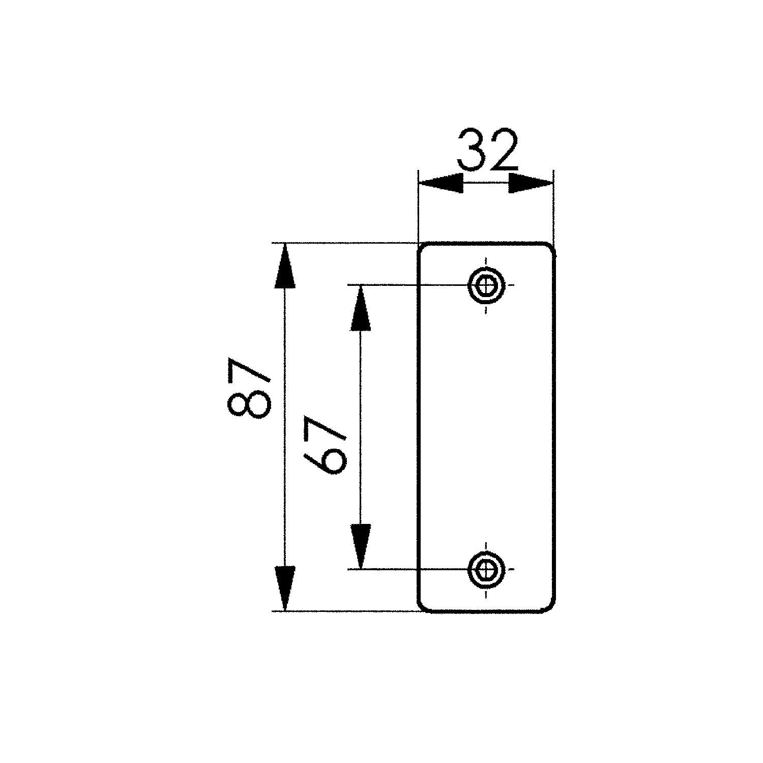 AMF Blindrosette 498, eckig, 87 x 32 x 7 mm, Aluminium silber eloxiert