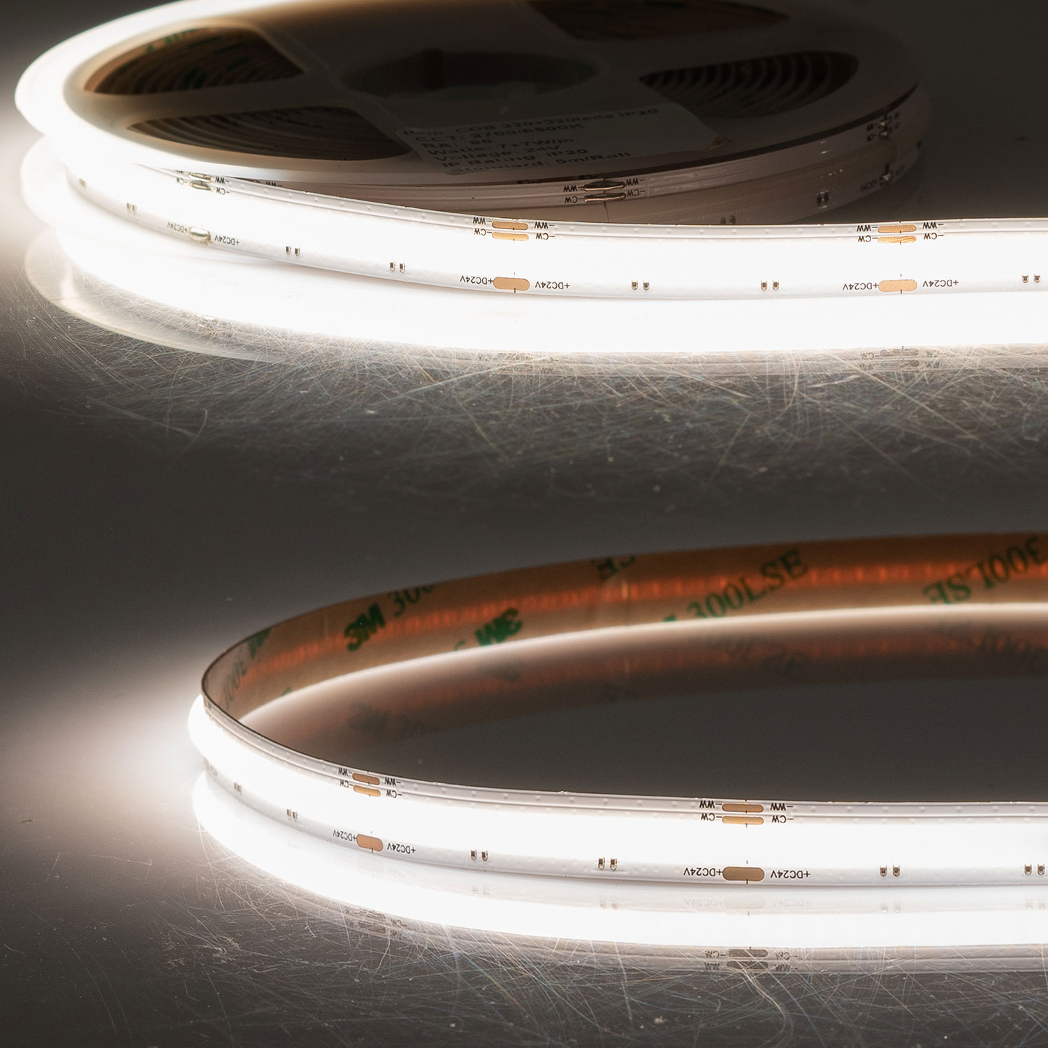 ISOLED LED COB927/COB965 Linear CCT Flexband 24V DC 7W ww + 7W kw IP20 5m Rolle 640 LED/m