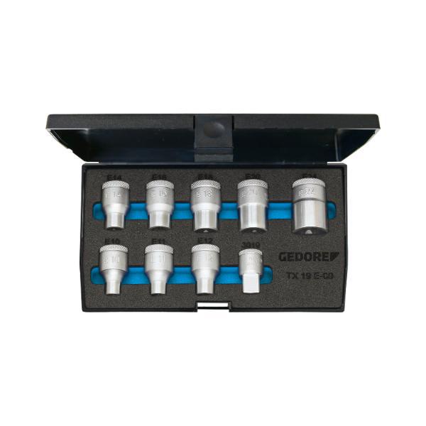 Gedore Steckschlüssel-Satz TX19E-09 1/2"vierkant Außentorx® 9-teilig