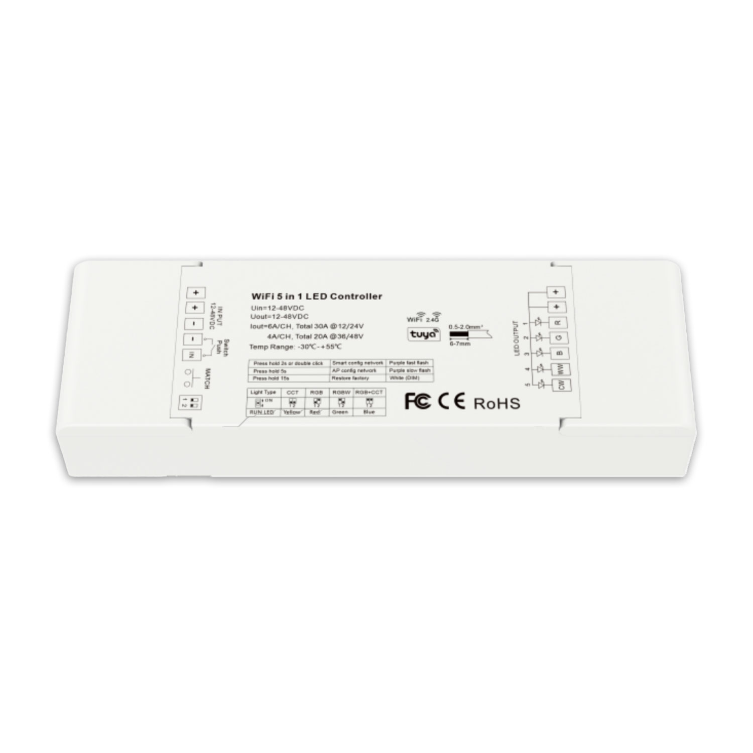 ISOLED Sys-Pro + Zigbee 3.0 Push/Funk 1-5 Kanal Multi-PWM-Dimmer 12-24V DC 5x6A 36-48V DC 5x4A
