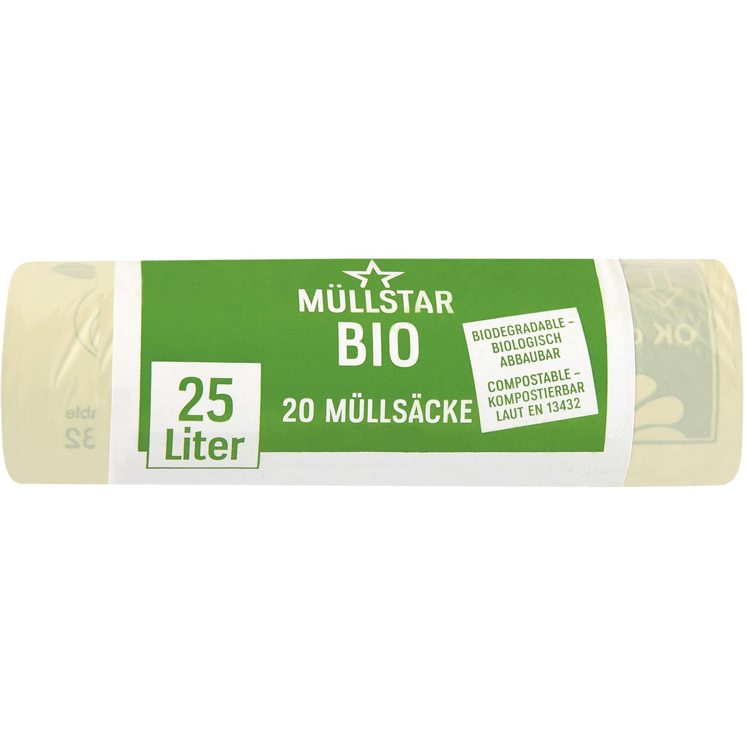 Müllstar Bio Müllsäcke ohne Griff 25 Liter 14 my 500 x 500 mm