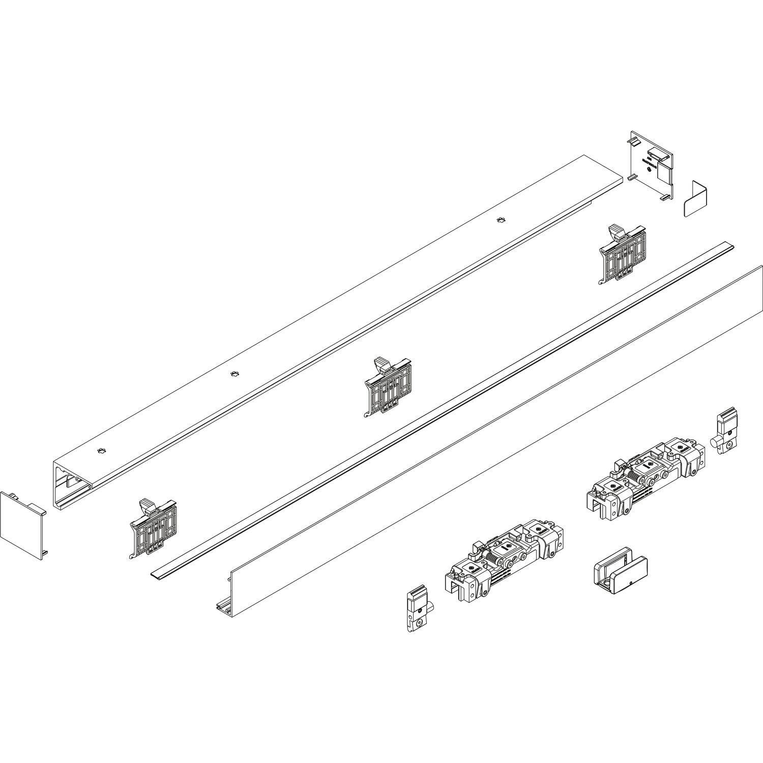 DORMA-GLAS Muto 80 Beschlagset Glas Deckenmontage L=2180 mm silber