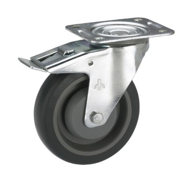 Dörner + Helmer Lenkrolle TPE Kunststoff-Felge 80 mm 140 kg Feststeller