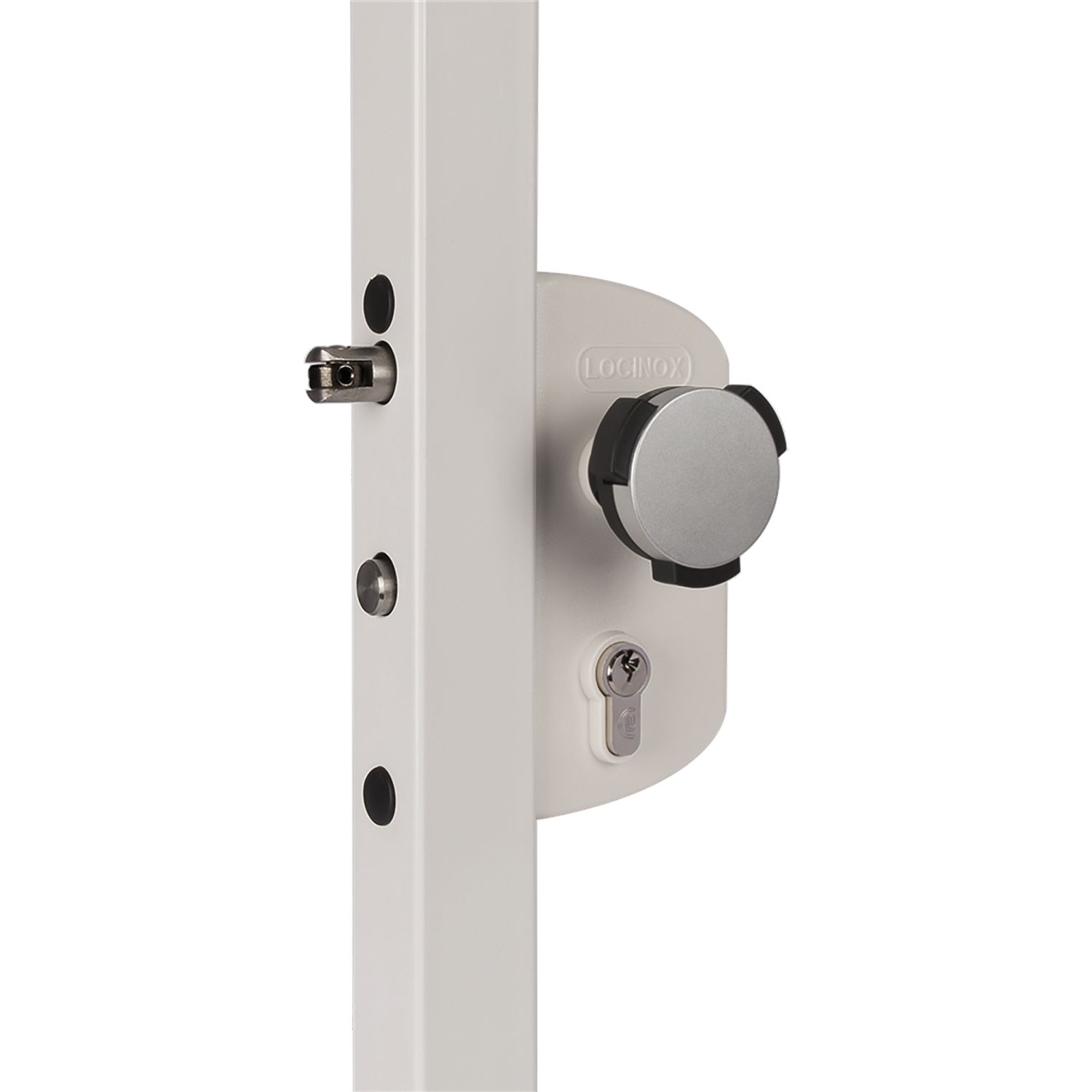 Locinox Gittertorschlossset LAKZ4i4i mit Türknopf Kidloc, für 40 mm Profile, Alu RAL7040