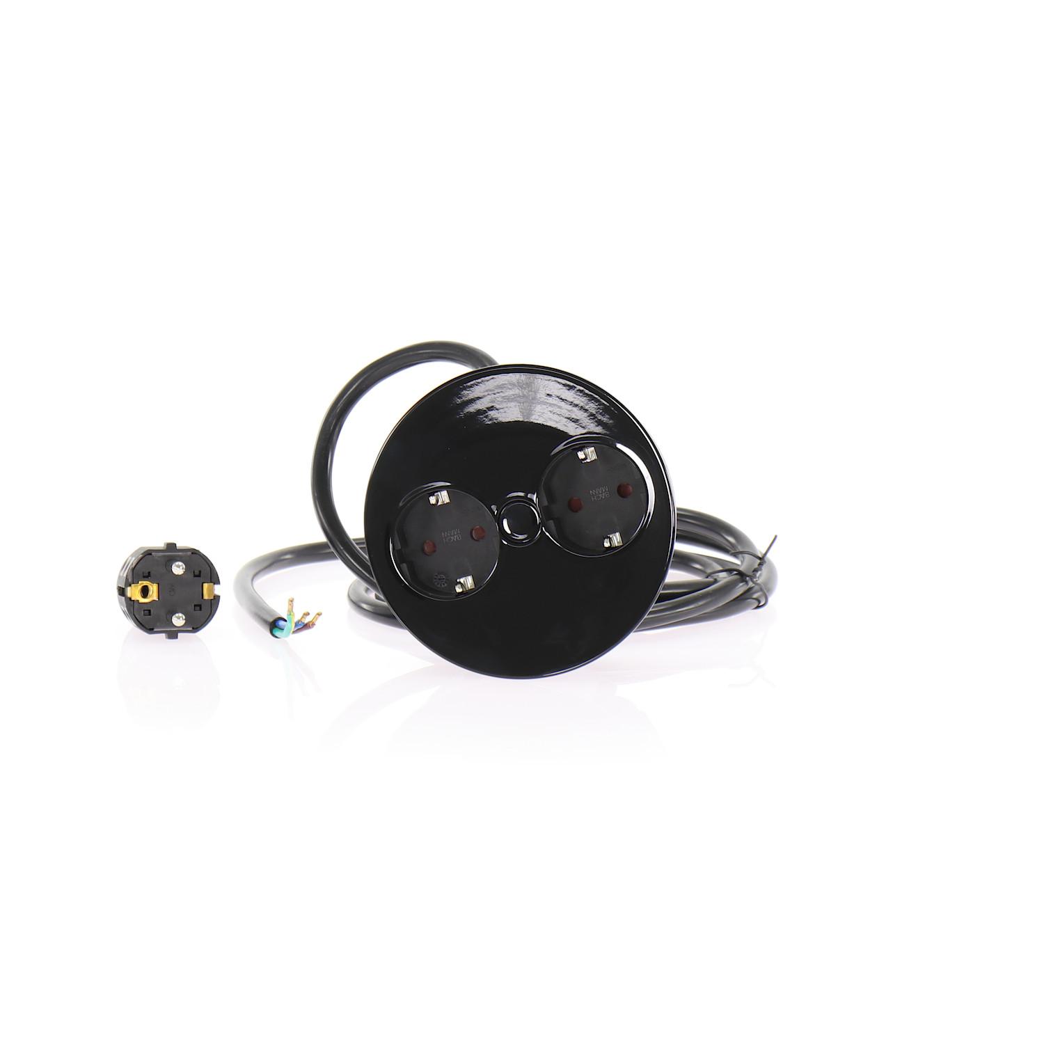 BACHMANN Einbausteckdose TWIST 2S, 2 Stk. Schukosteckdosen,, schwarz matt RAL 9005