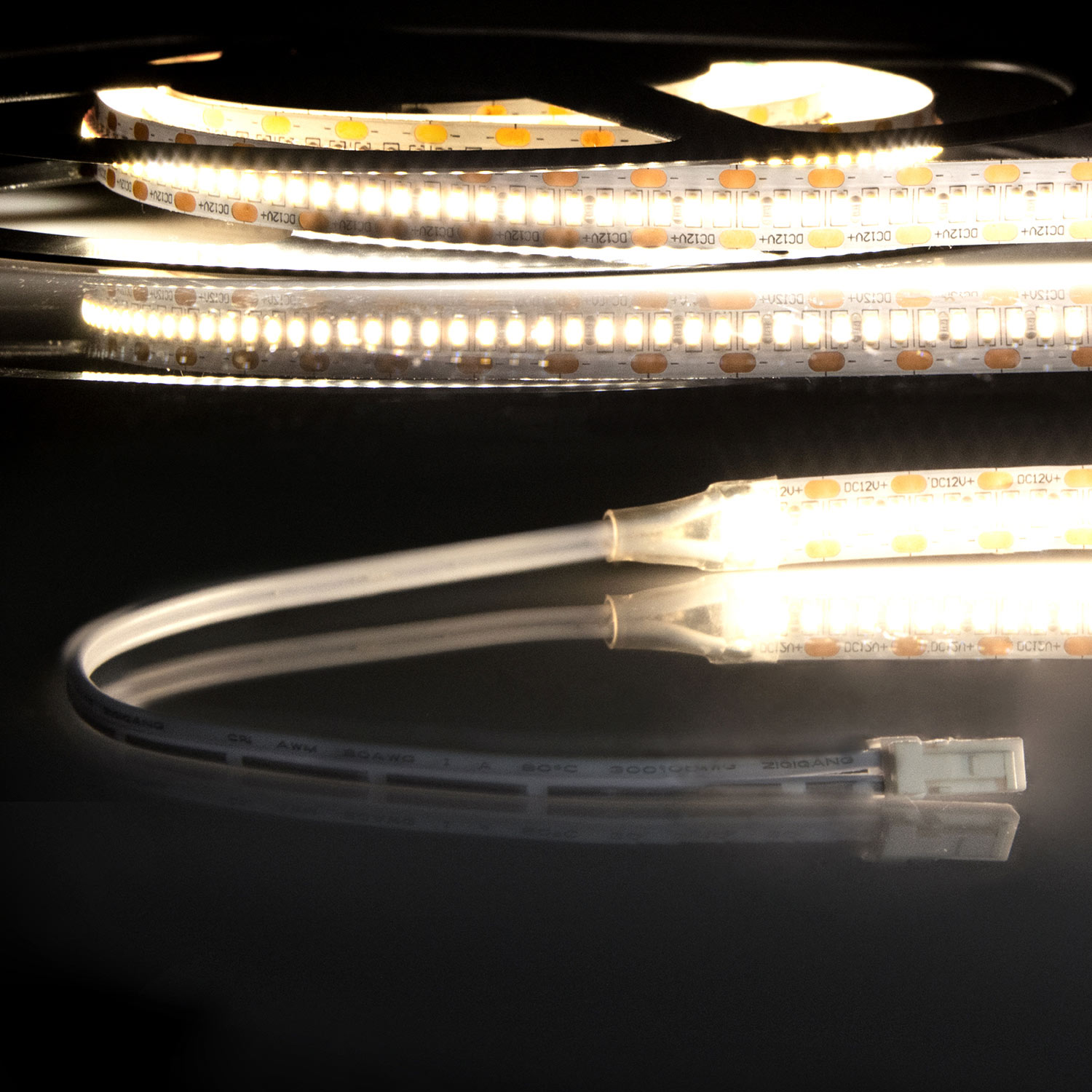 ISOLED LED CRI930 MiniAMP Flexband 12V DC 6W IP20 3000K 250cm beids. 30cm Kabel + maleAMP 300 LED/m
