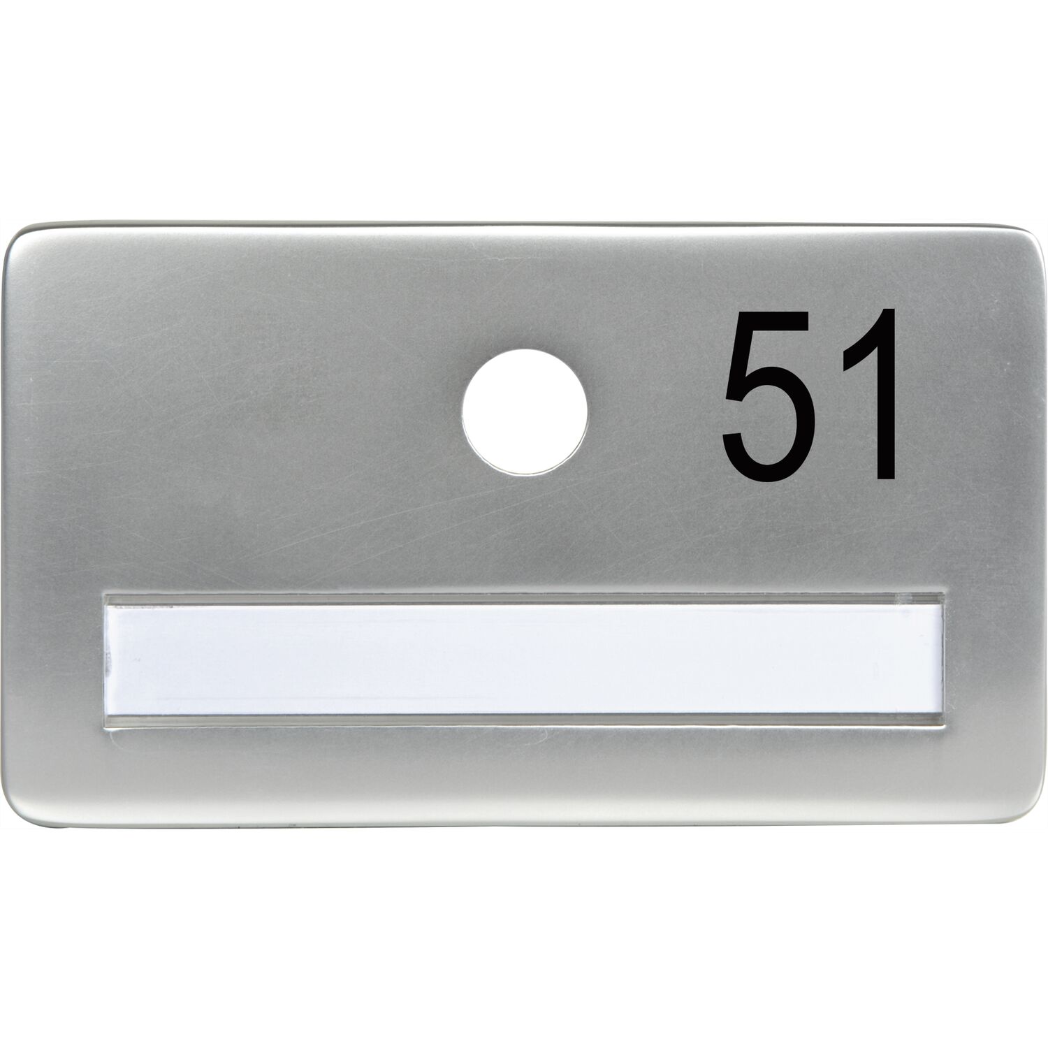 SOLIDO Namensschild ohne Spion mit Gravur Nummer, 120x70 mm, Aluminium silber