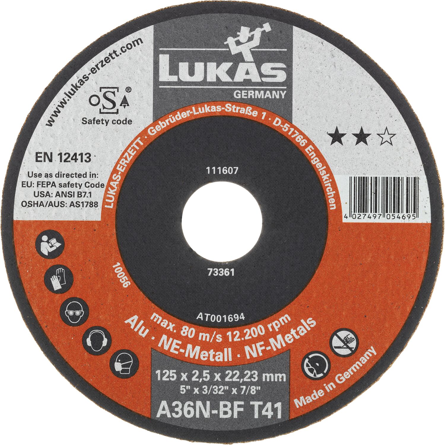 Lukas Trennscheibe gerade T41 125 x 1,0 mm Alu Form 41