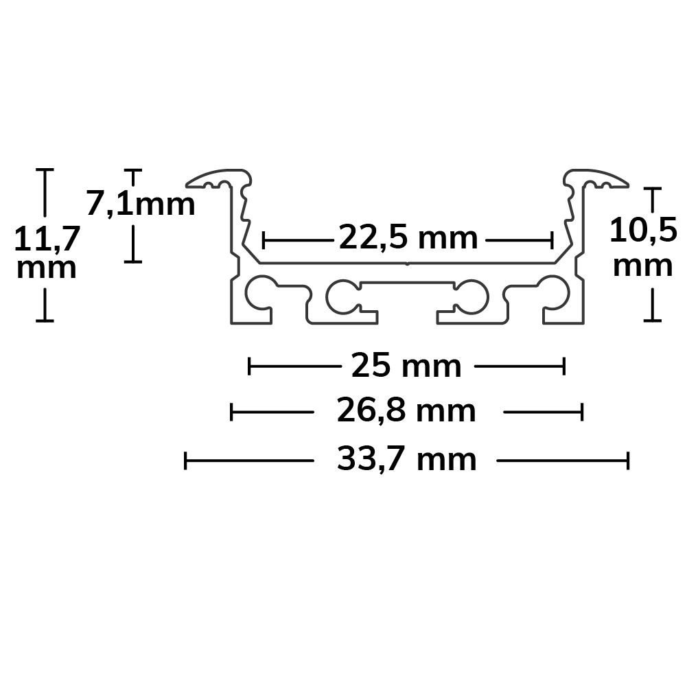 ISOLED LED Einbauprofil DIVE24 FLAT Aluminium schwarz pulverbeschichtet RAL9005 200cm
