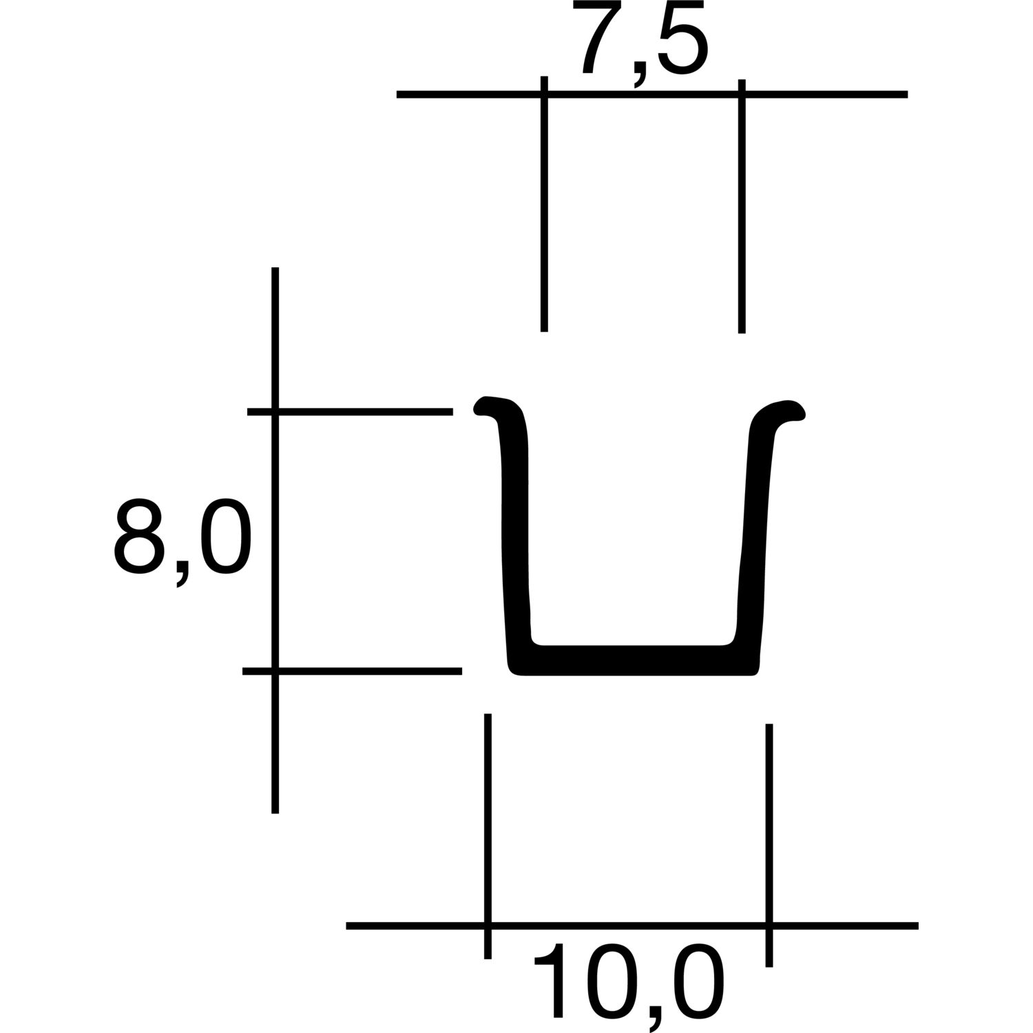 Standard Führungsprofil zum Einlassen, Länge 1400 mm, Kunststoff transparent