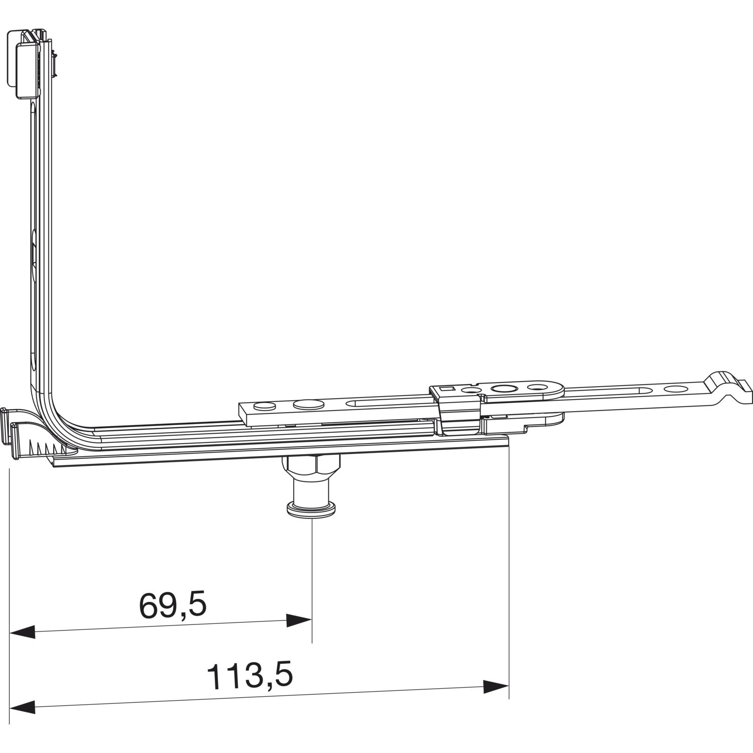 Maco #209881 MACO MM Eckumlenkung für Bodenschwelle 18L, FFB 260-1800 mm, silber (209881)