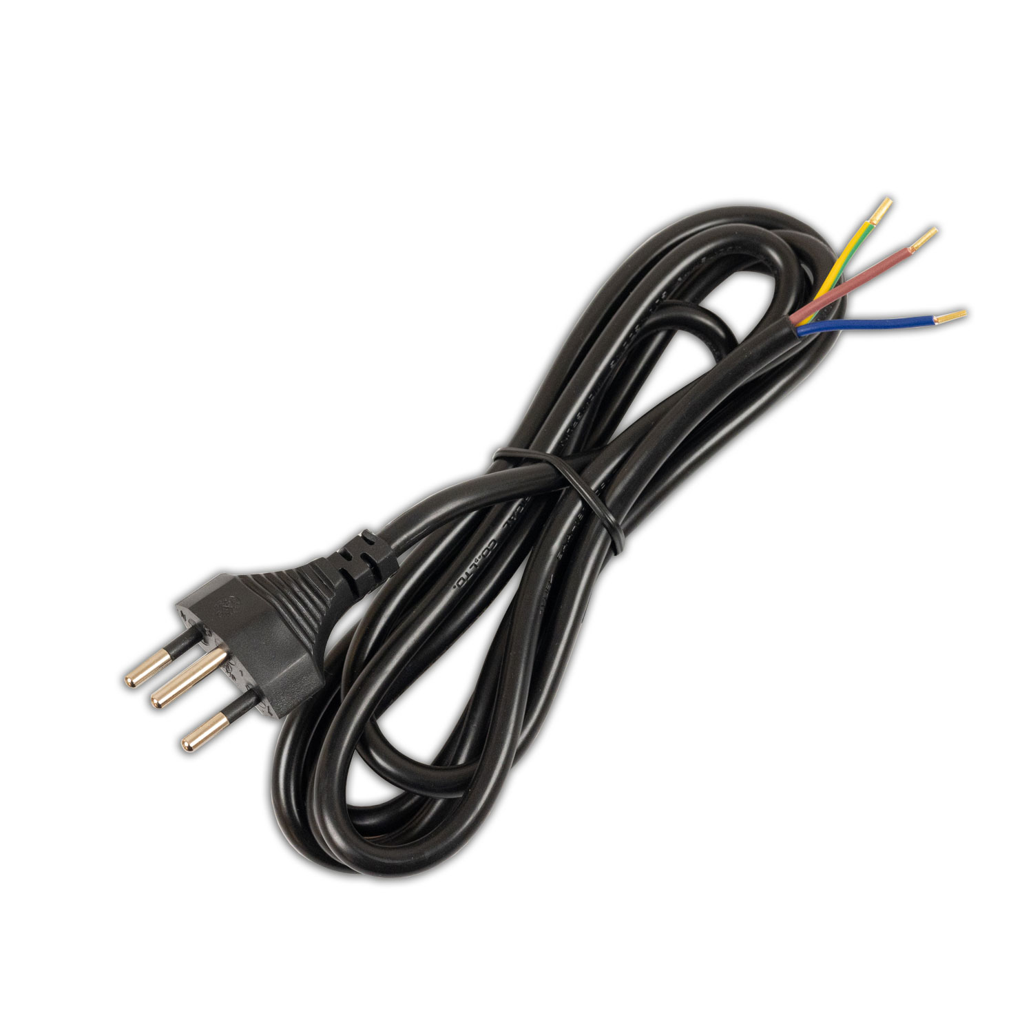 ISOLED Anschlussleitung 1,5m mit Stecker Typ J - Schweiz H05VV-F3G0,75mm² schwarz offene Enden
