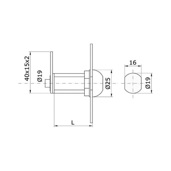 IBFM Blechmontagezylinder 19 mm gleichsperrend, Messing verchromt