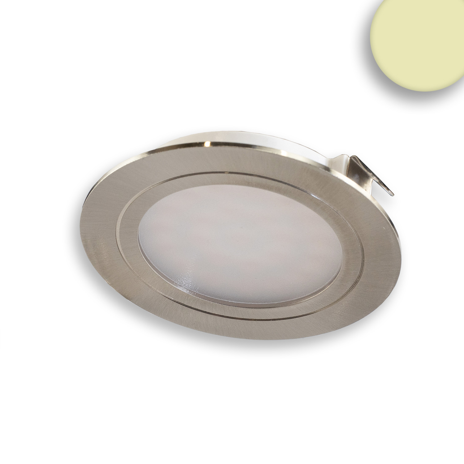 ISOLED LED Möbeleinbaustrahler MiniAMP silber 2W 24V DC warmweiß 3000K dimmbar