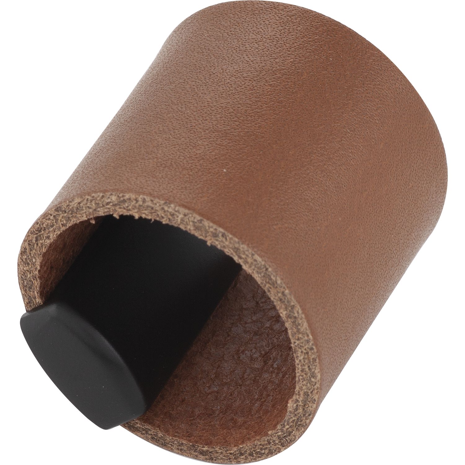 Möbelknopf Drum LA 32, Breite 40 mm, Leder/ZN cognac/schwarz matt