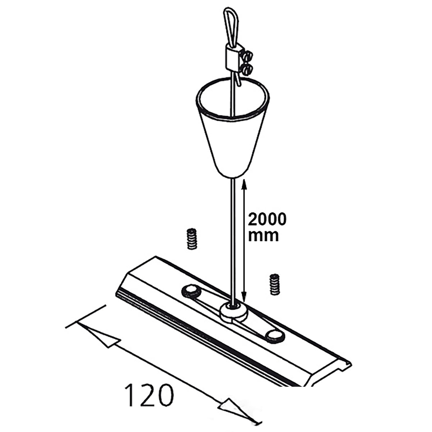 ISOLED Seilabhängung (1 Stk) für 3-Phasen Stromschiene Classic mit Montageplatte Baldachin + Stahlse