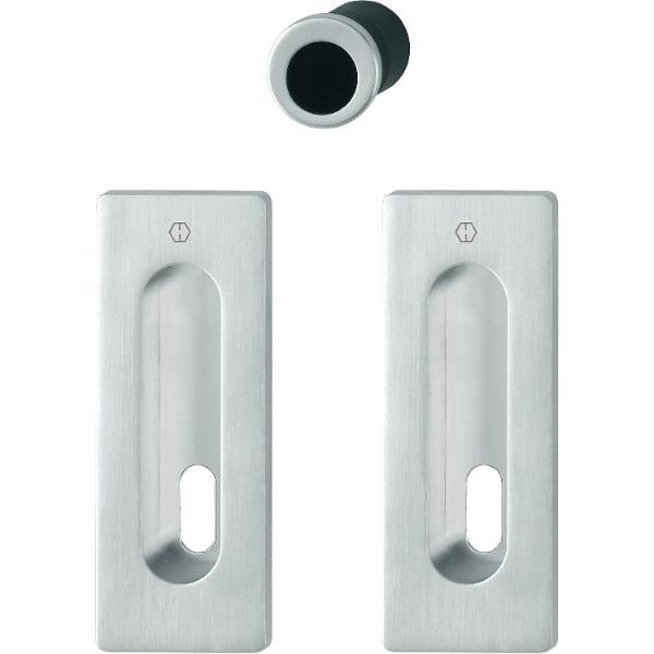 Hoppe HOPPE Schiebetürmuschel Set M464 - BB,eckige Rosette,Messing verchromt satiniert