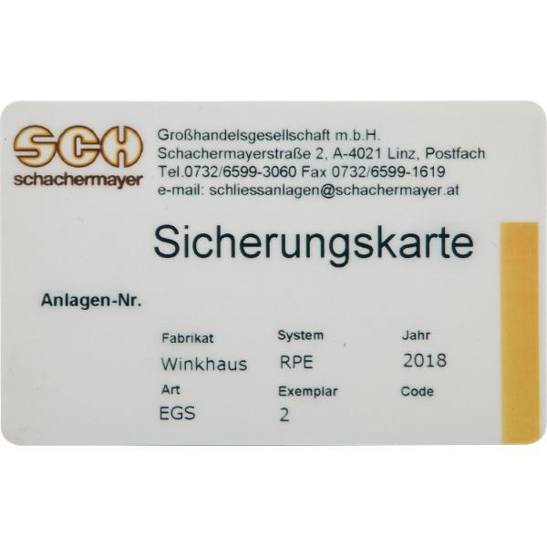 Winkhaus Zweitschrift Sicherungskarte WINKHAUS key Tec X-tra/ key Tec RPE/ key Tec N-tra ()