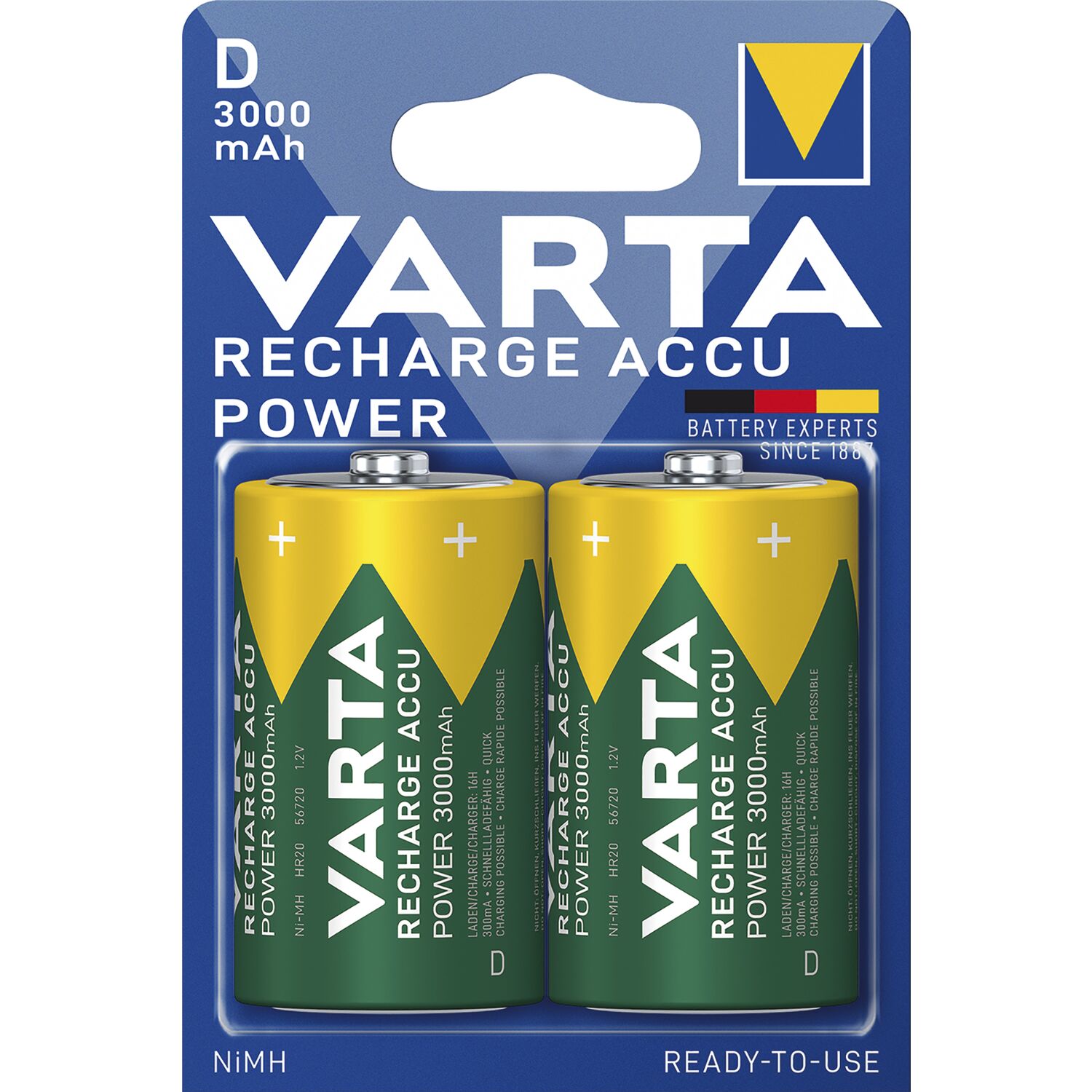 Varta Batterie Recharge Akku Power HR20/D 1,2 Volt 3000 mAh (2 St) ()
