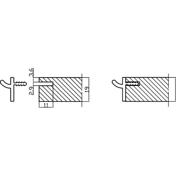 ALU-STYLE Wall Sys Tablar-/Korpusträger 19 mm Aluminium