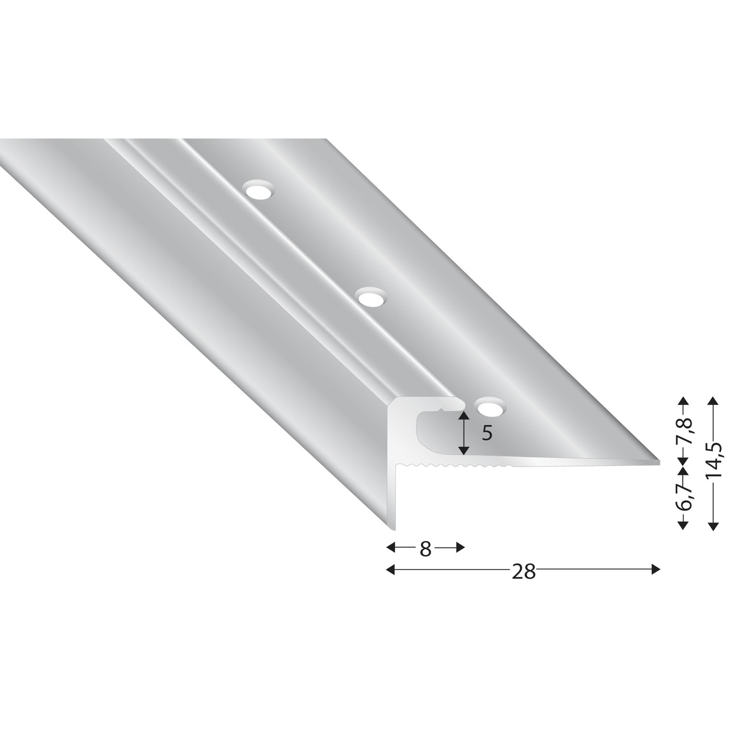 Kügele Treppenkantenprofil Alu silber eloxiert, 5 mm, 2700 mm