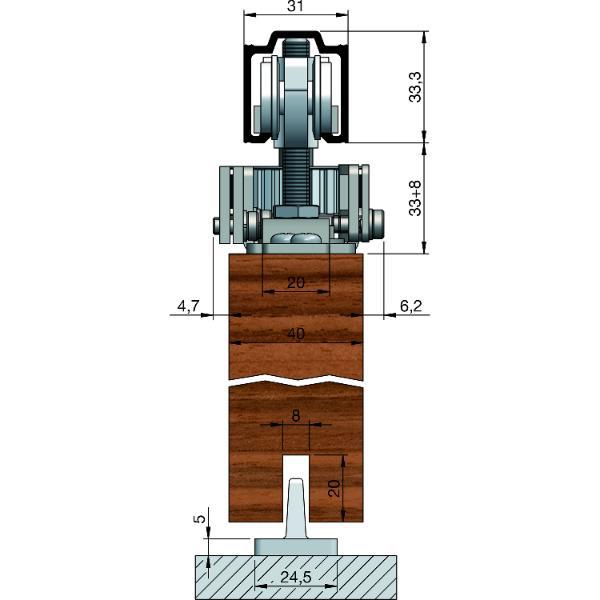 HELM 73 Synchronbeschlagset Holz Flügelbreite bis 1400 mm 80 kg