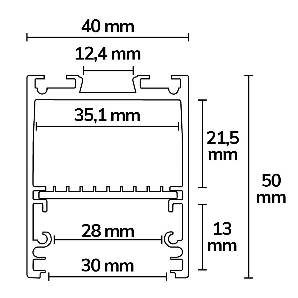 ISOLED LED Leuchtenprofil LAMP30 V2 Aluminium silber pulverbeschichtet 300cm
