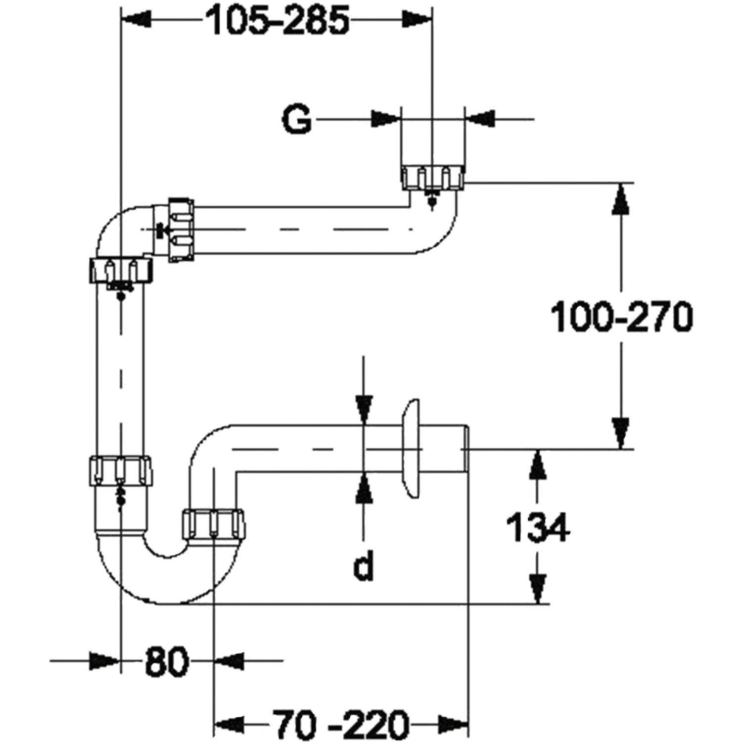 HAAS 5/4" x 40 mm Raumspar-Siphon