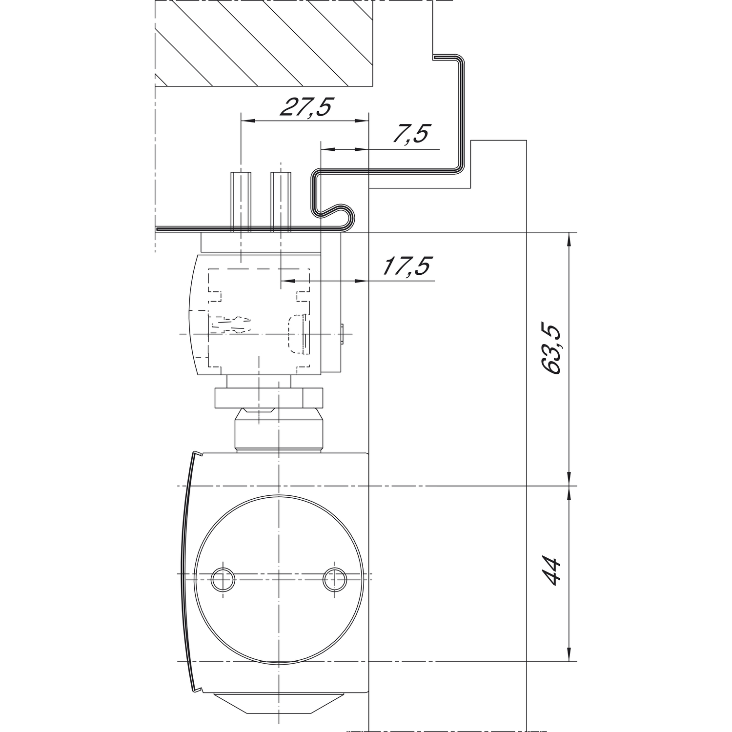 GEZE Montagewinkel zu Gleitschiene BG, silber