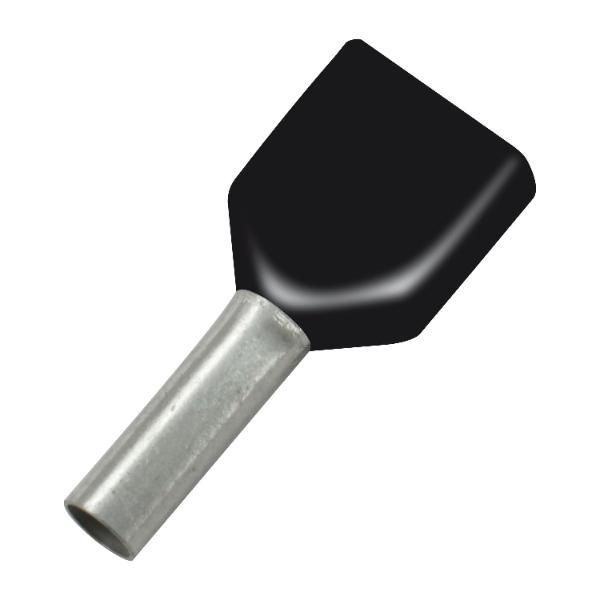 Zwillings-Aderendhülse 1,5x8/16 mit Kragen schwarz