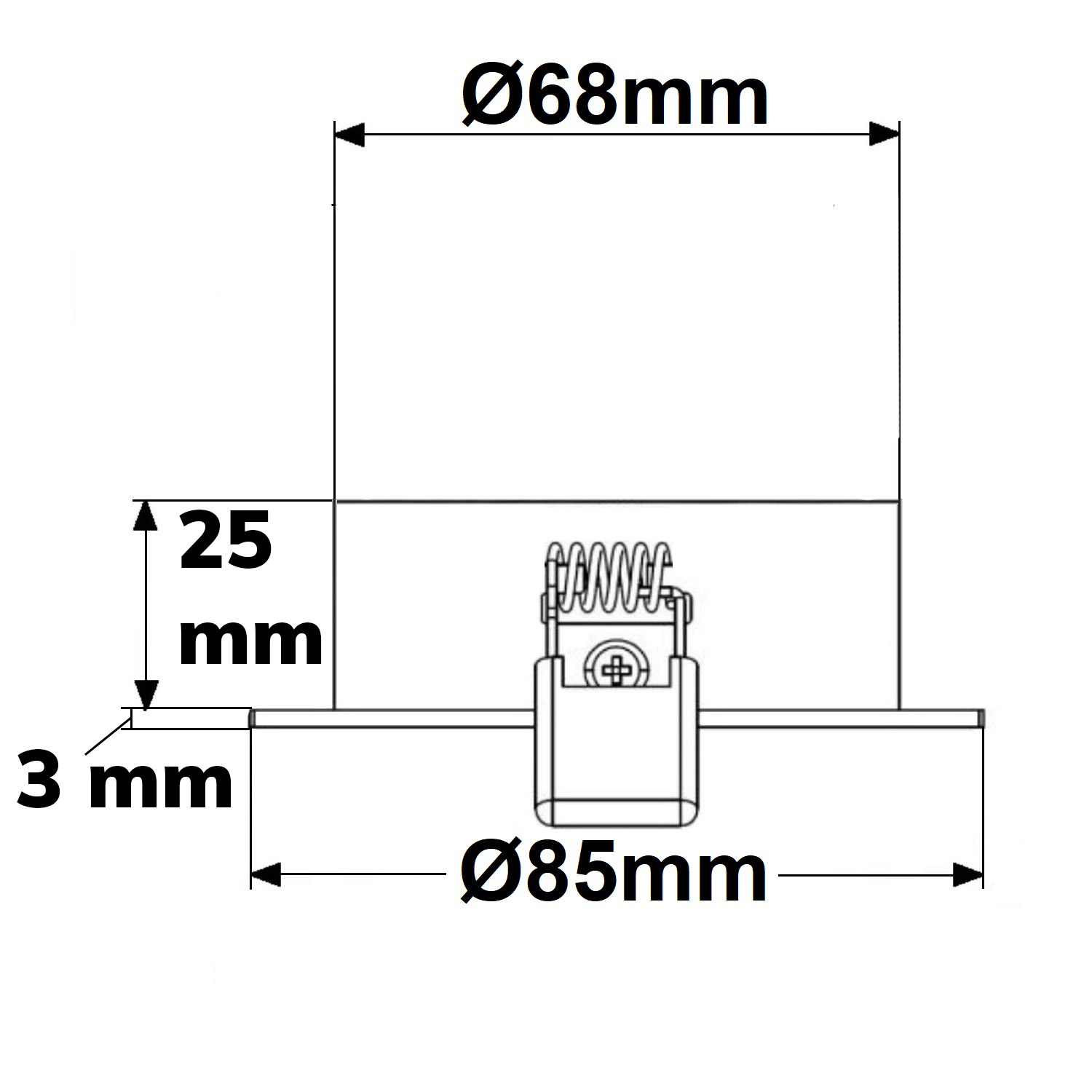 ISOLED Einbaurahmen rund Loch 68mm schwarz für GU10/MR16 Spots