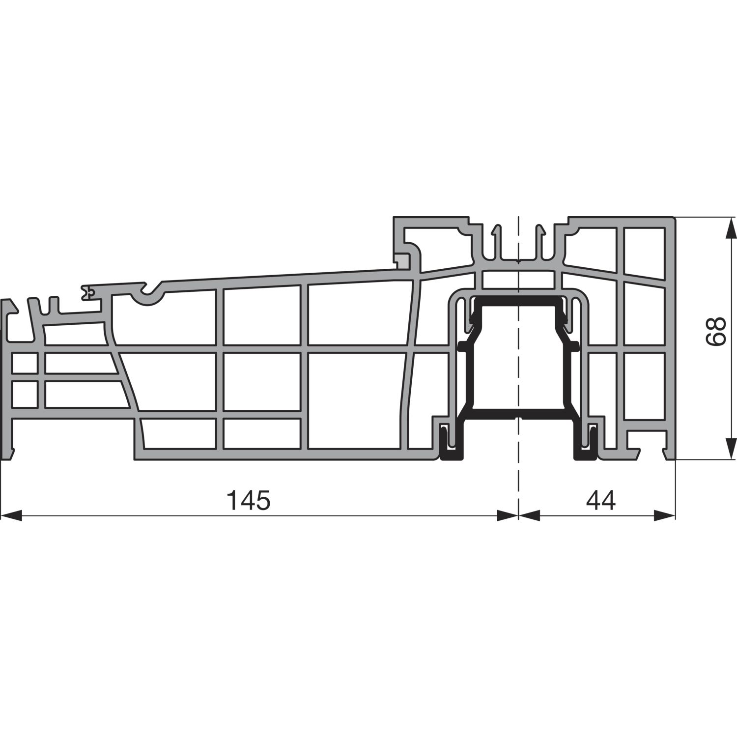 GU Thermostep 204 Grundkörper Bodenschwelle L=3500 mm silber