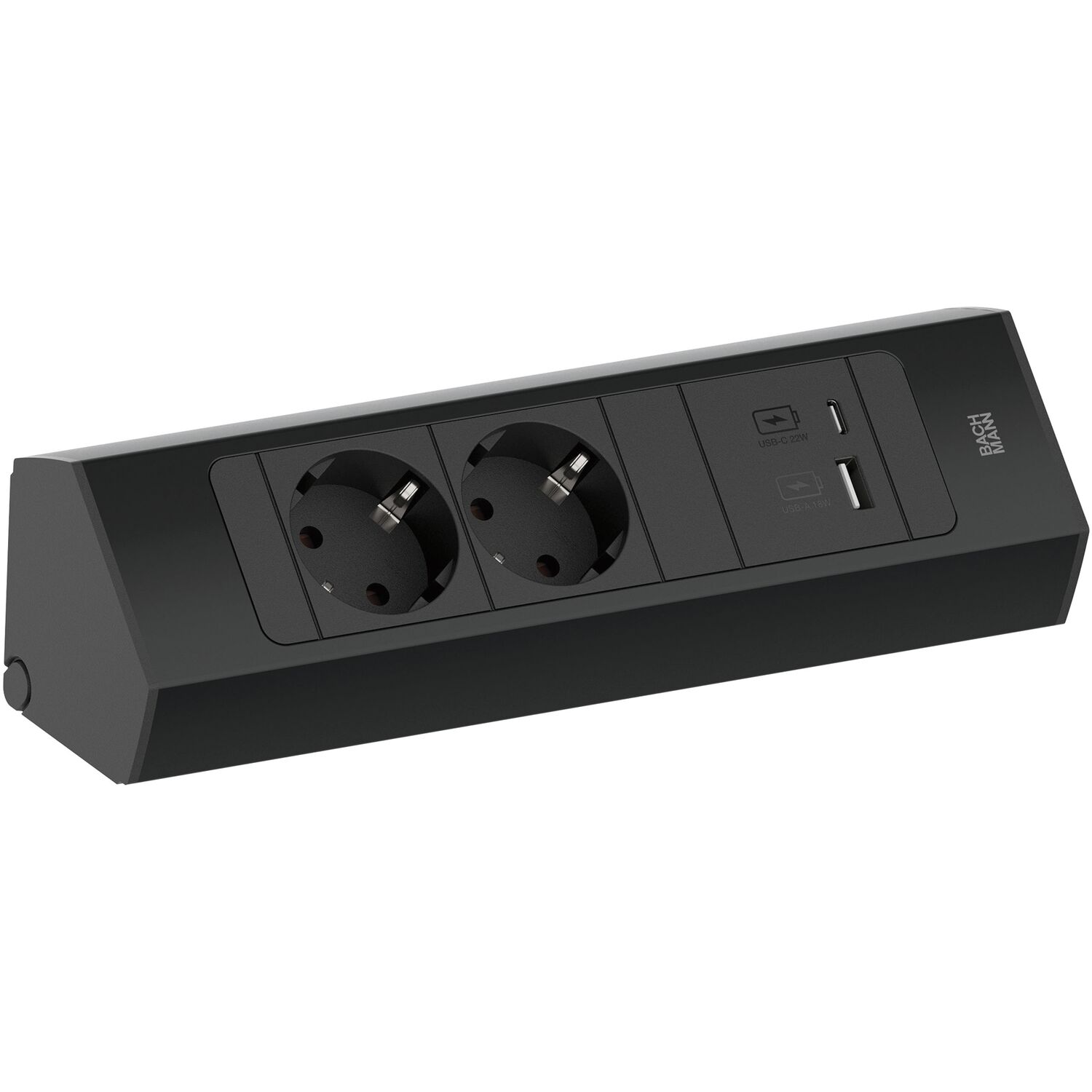 BACHMANN Steckdosenleiste Casia2 K 2-fach Schuko + USB A+C Charger schwarz