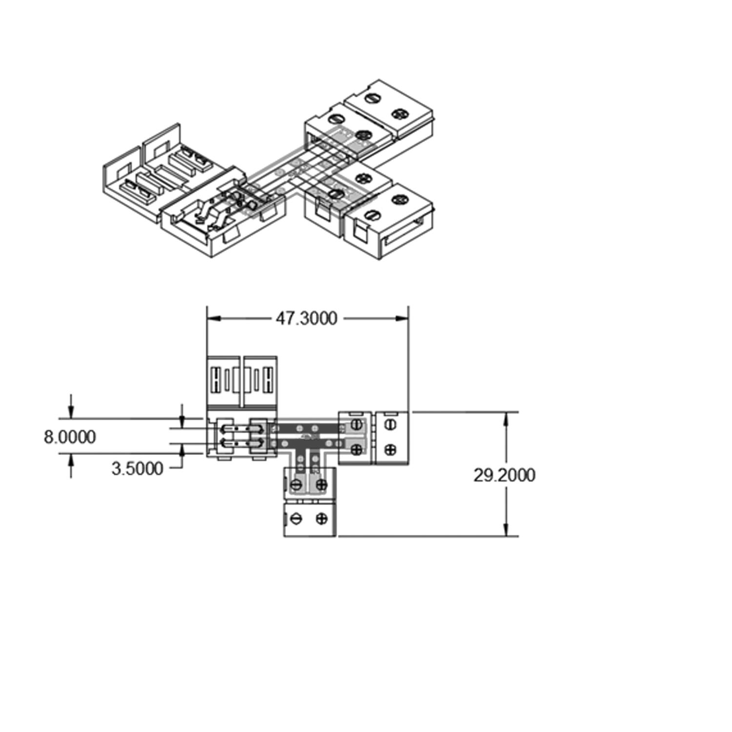 ISOLED Clip-T-Verbinder (max. 5A) C1-48 für 2-pol. IP20 Flexstripes mit Breite 8mm Pitch >12mm