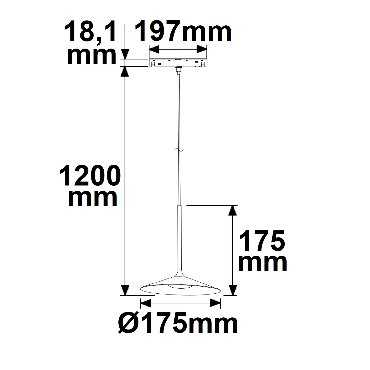 ISOLED Track48 Hängeleuchte Shade 5,5W 120° 48V DC schwarz 3000K DALI dimmbar