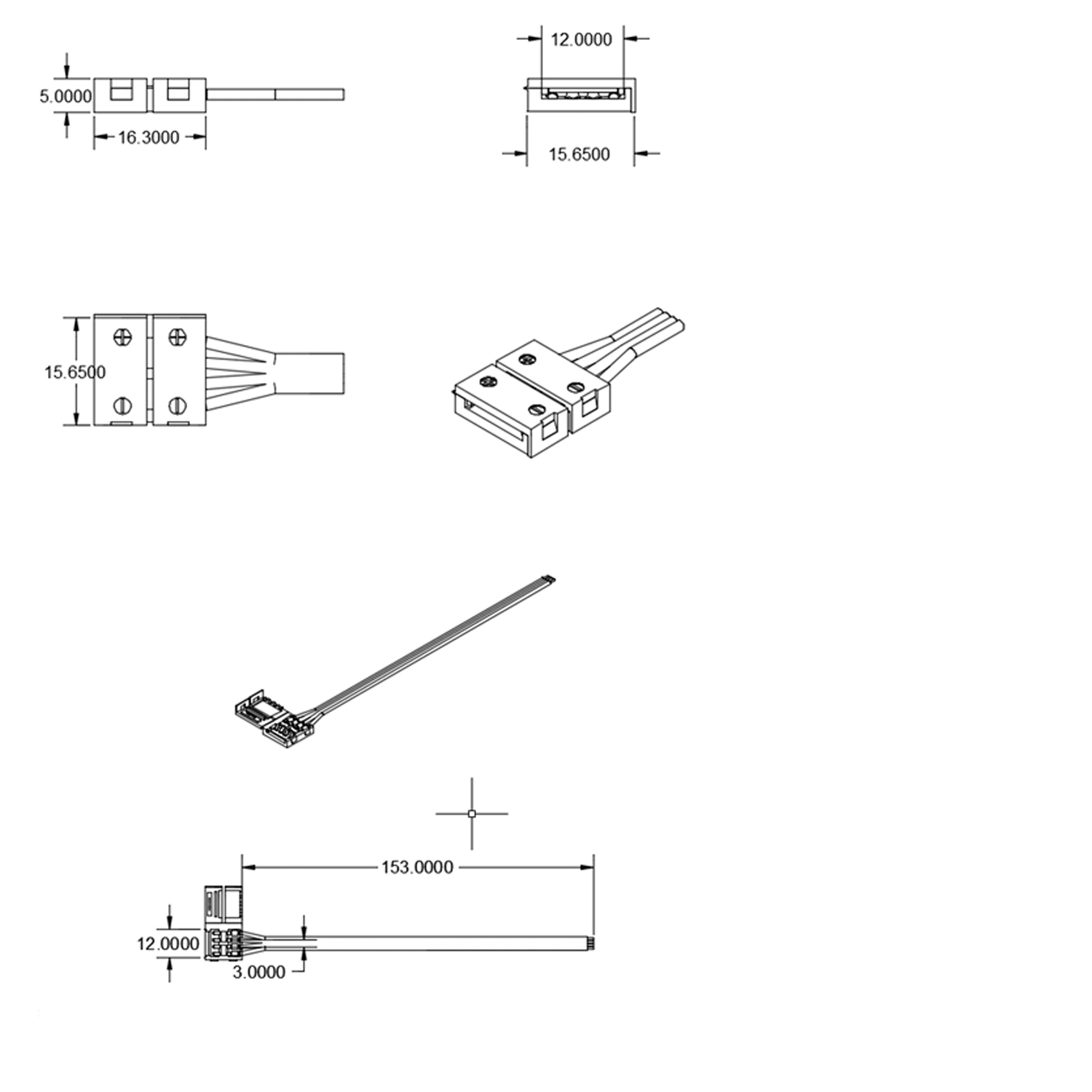 ISOLED Clip-Kabelanschluss (max. 5A) C1-212 für 2-pol. IP20 Flexstripes mit Breite 12mm Pitch >12mm