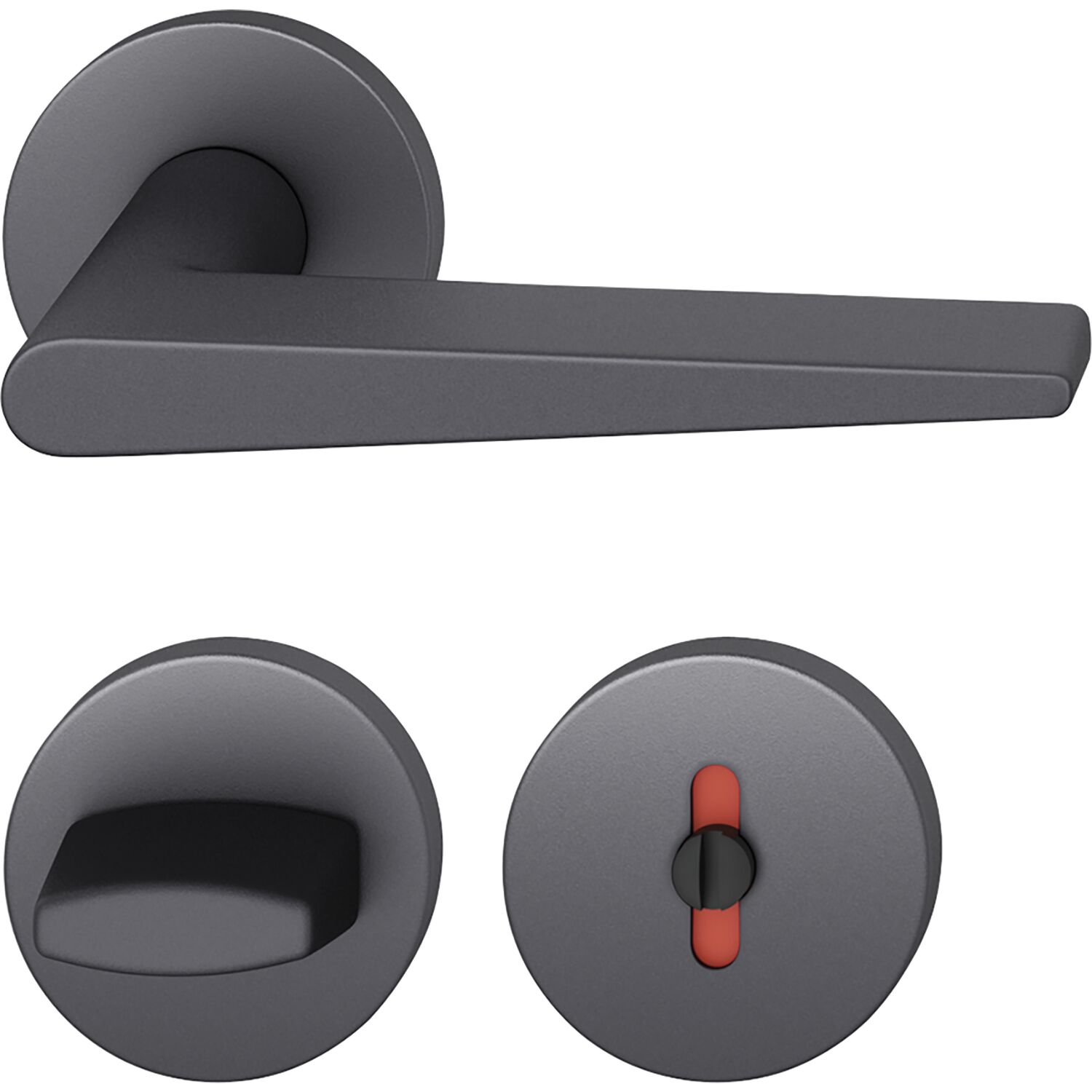 ninka FSB Drückergarnitur 12 1005 ASL auf Rosette WC DIN, Aluminium schwarz matt
