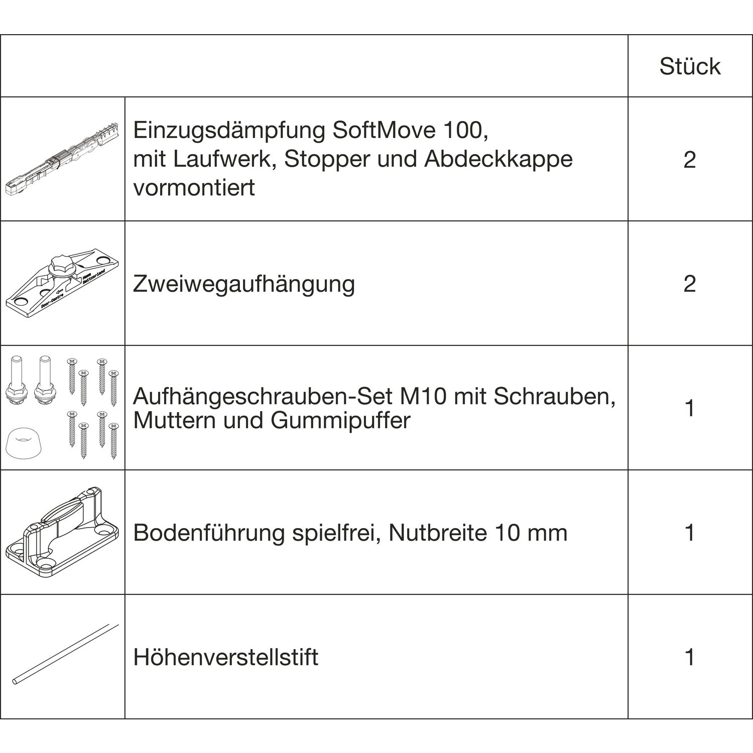 ninka HAWA Junior 100/Z Beschlagset Holz SoftMove (30244)