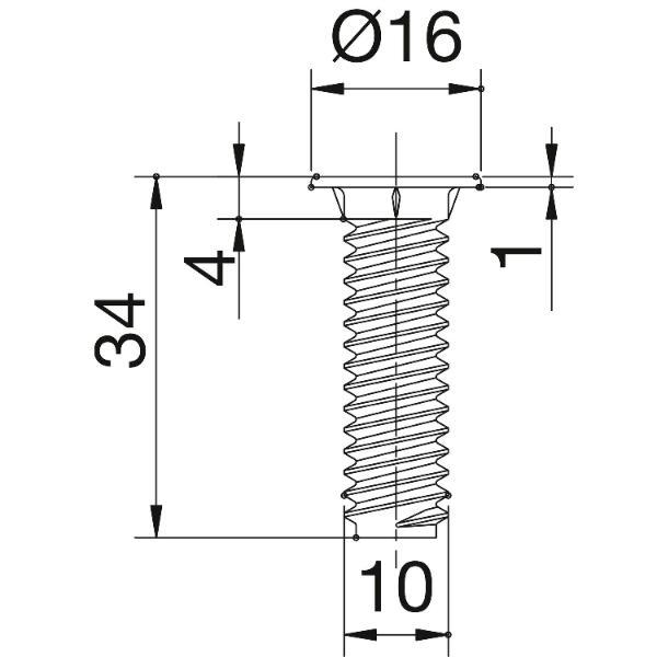 Abstützfuß-Befestigungsschraube, ø 16x34, Stahl verzinkt