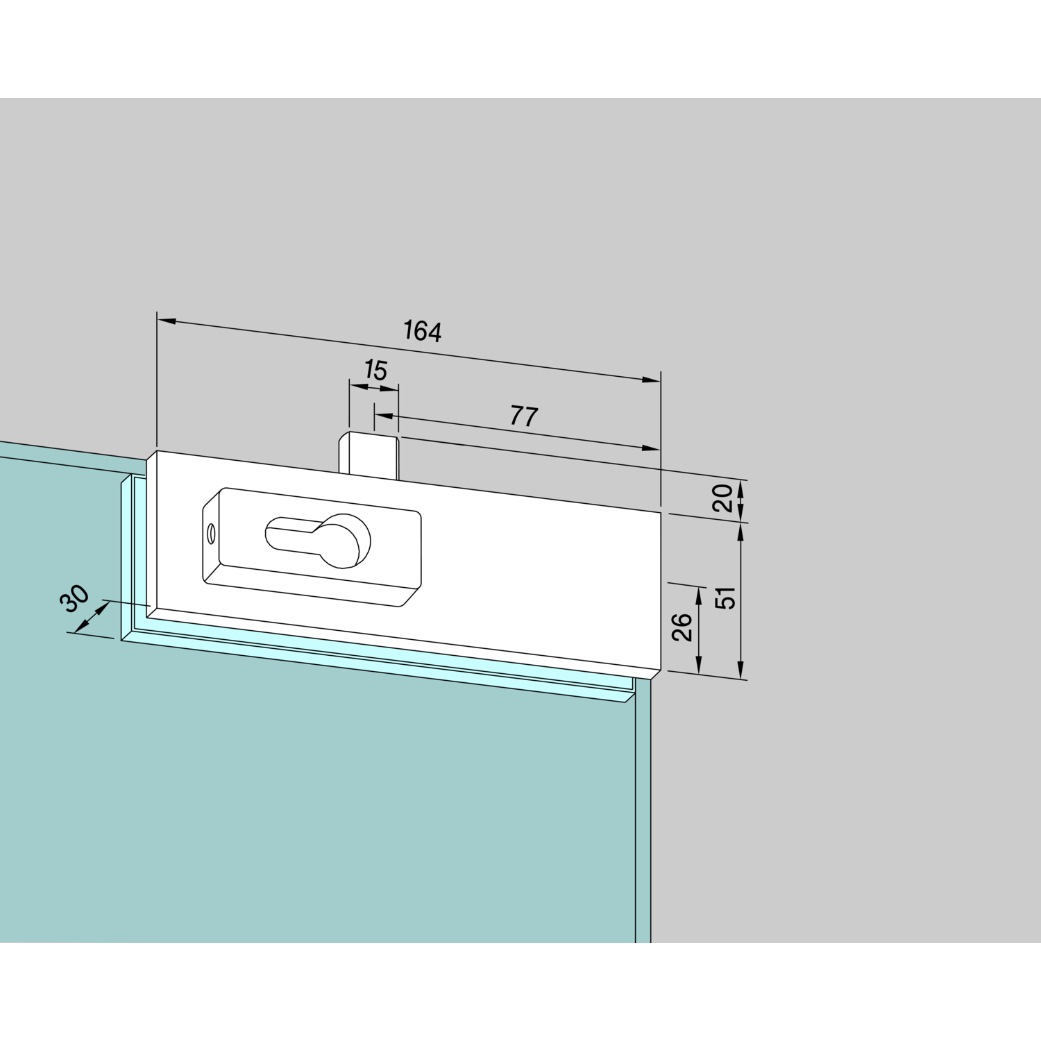 DORMA-Glas DORMA-Glas Eckschloss US 10, PZ-vorgerichtet, 10 mm, silber eloxiert (03.206)