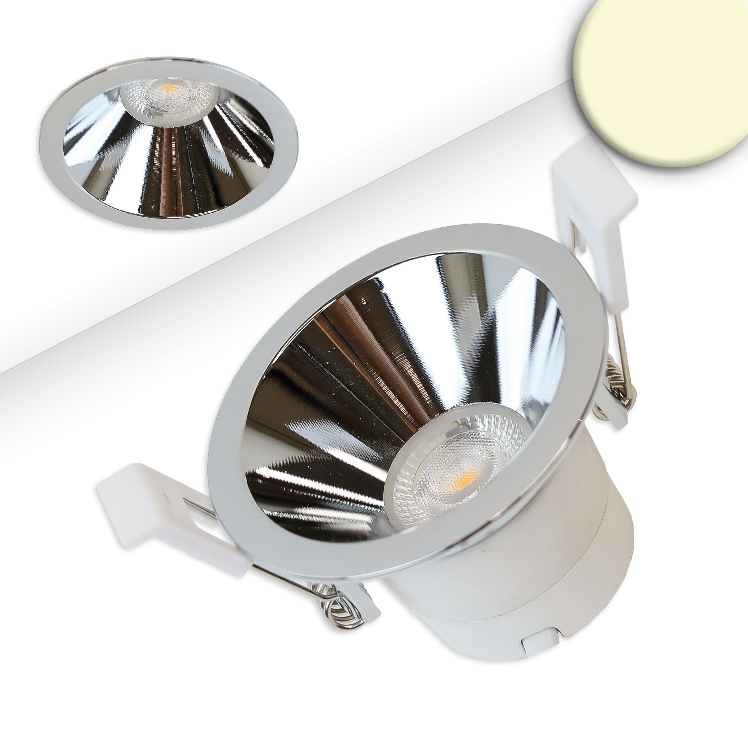 ISOLED LED Einbaustrahler BACK60 alu glänzend rund 5W CRI90 2700K rückversetzt UGR