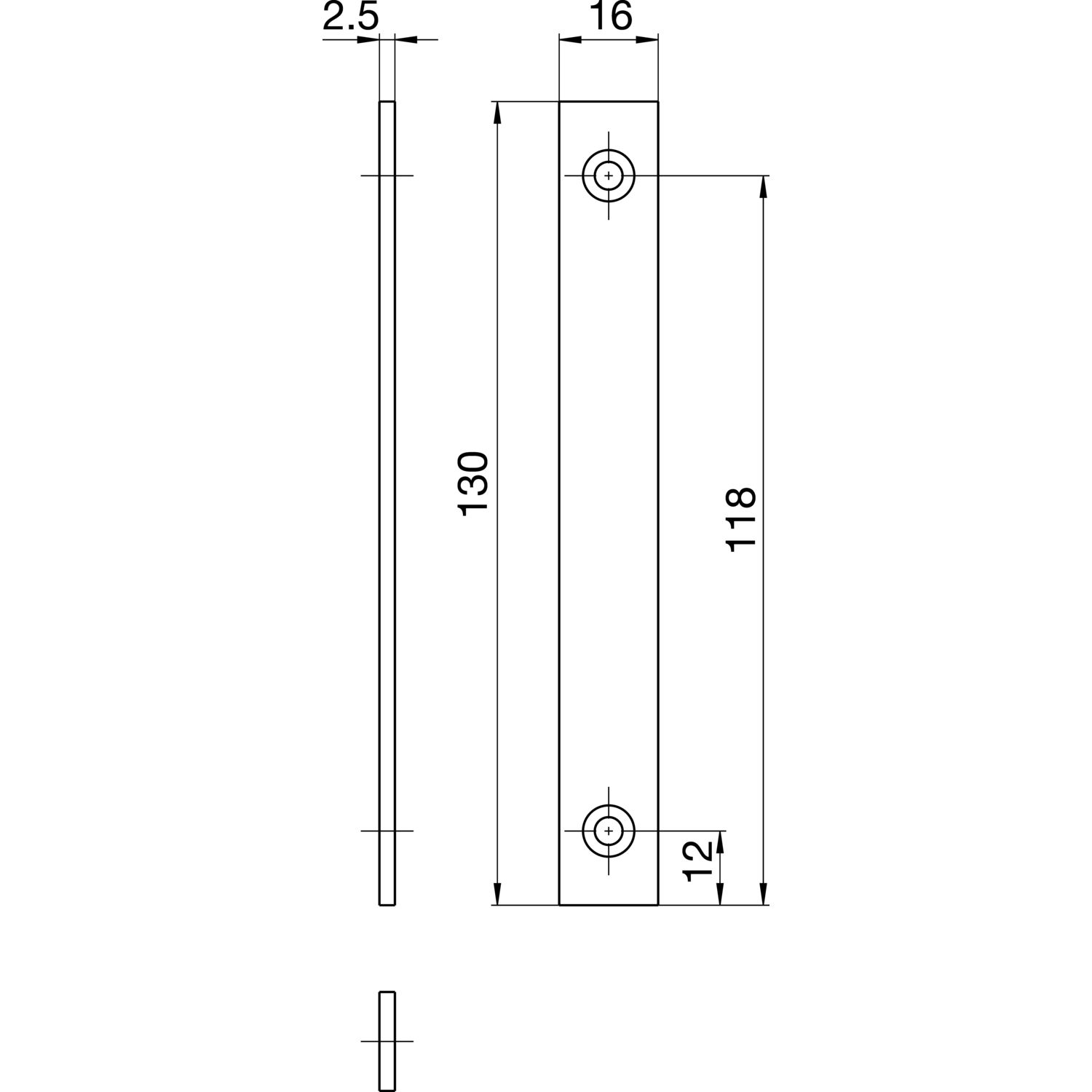 GU Anschlussstulp/Stulpverlängerung unten für Secury MFV,130 x 16mm,silberfarbig