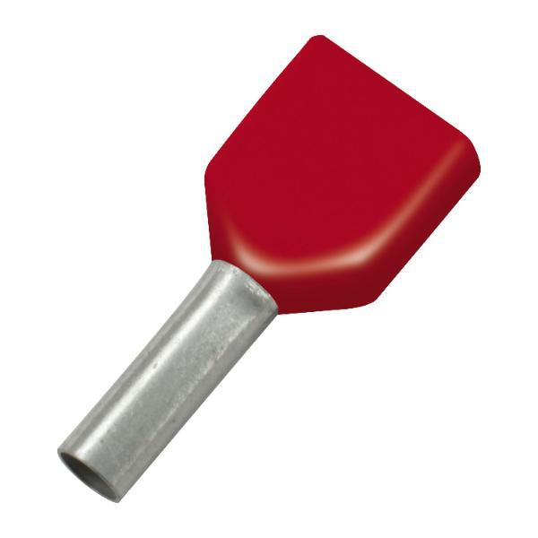 Zwillings-Aderendhülse 10x14/26 mit Kragen rot