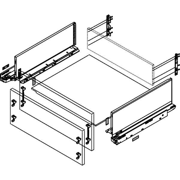 blum LEGRABOX pure SET Höhe C, TIP-ON, 70kg, NL 500, Oriongrau