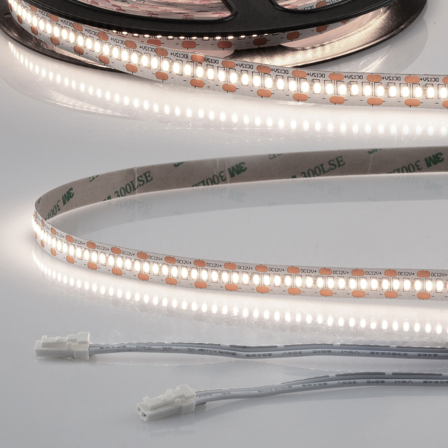 ISOLED LED CRI940 MiniAMP Flexband 12V DC 6W IP20 4000K 120cm beids. 30cm Kabel + maleAMP 300 LED/m