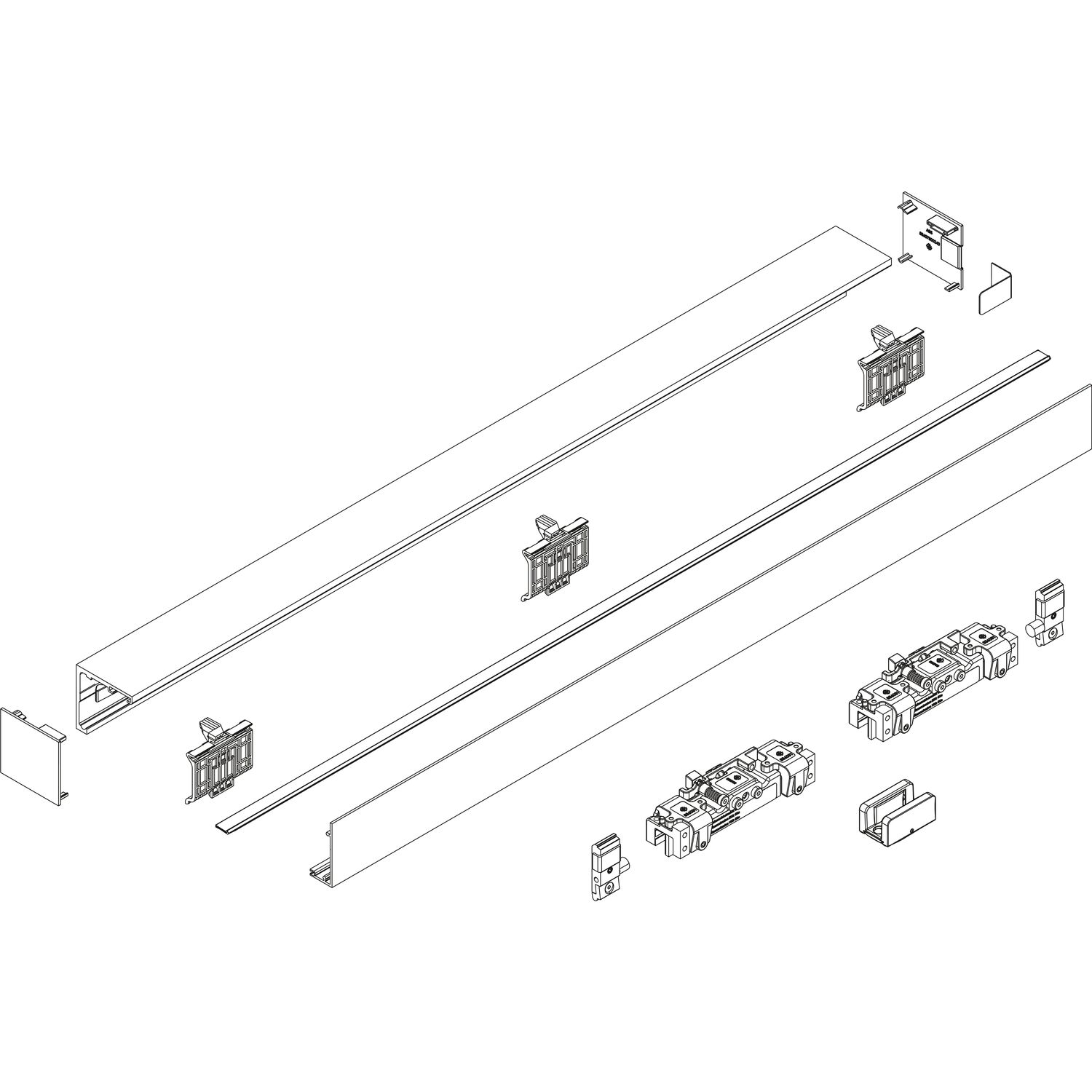 DORMA-GLAS Muto 80 Beschlagset Glas Wandmontage L=2180 mm silber