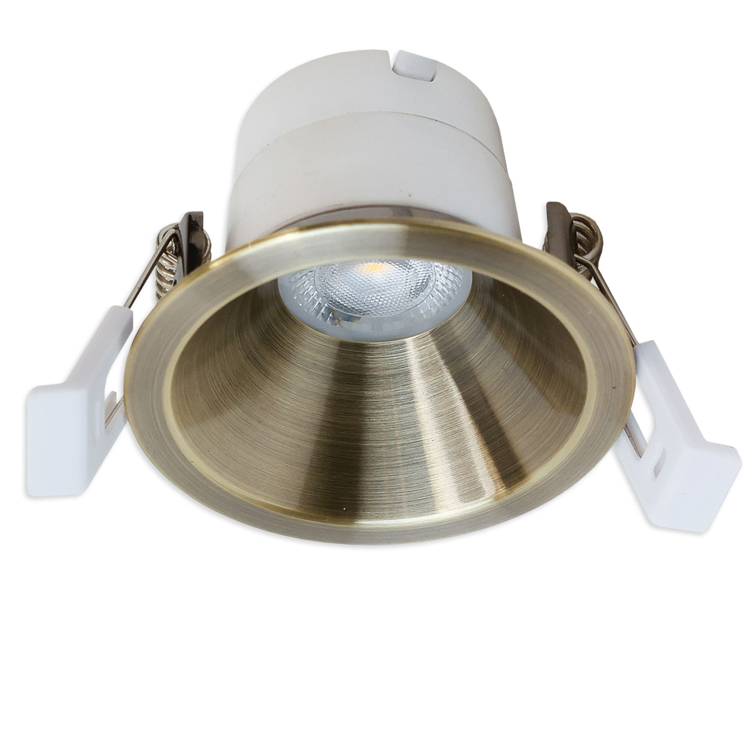 ISOLED LED Einbaustrahler BACK60 messing geb. rund 5W CRI90 2700K rückversetzt UGR